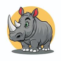 carino e bellissimo rinoceronti diverso pose cartone animato animale design piatto illustrazione isolato su bianca sfondo vettore