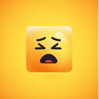 Alta emoticon gialla dettagliata dettagliata su un fondo giallo, illustrazione di vettore