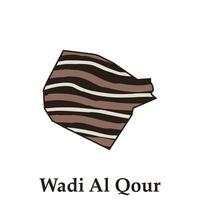 wadi al qour città carta geografica di Arabia arabia, semplificato carta geografica disegno, creativo design modello vettore
