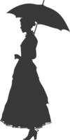 silhouette indipendente russo donne indossare sarafan con ombrello nero colore solo vettore