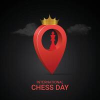 internazionale scacchi giorno creativo Annunci design. internazionale scacchi giorno. 20 luglio, , 3d illustrazione vettore