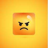 Alta emoticon gialla dettagliata dettagliata su un fondo giallo, illustrazione di vettore