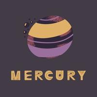 poster con scritte mercurio e pianeta. illustrazione vettoriale per poster, stampe e cartoline