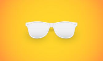 Occhiali da sole bianchi in bianco su sfondo giallo, illustrazione vettoriale