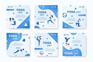 post di yoga e meditazione modificabile di illustrazione di sfondo quadrato adatto per social media, feed, cartoline, saluti, stampa e annunci internet web vettore