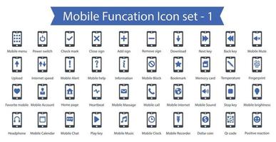 set di icone di funzioni mobili vettore