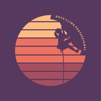 logo design rock climbing professionale con silhouette donna arrampicata illustrazione piatta vettore