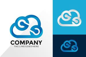 progettazione del logo aziendale della tecnologia cloud, loghi dell'identità del marchio progetta il modello di illustrazione vettoriale
