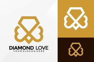 design del logo di gioielli d'amore con diamanti, vettore di loghi di identità di marca, logo moderno, modello di illustrazione vettoriale di disegni di logo