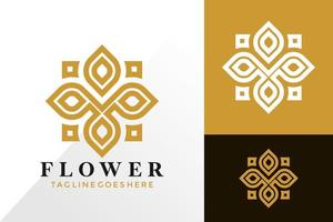 design del logo dell'ornamento del fiore d'oro, loghi astratti progetta il concetto per il modello vettore