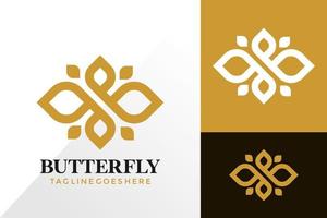 design del logo creativo farfalla dorata, loghi astratti progetta il concetto per il modello vettore