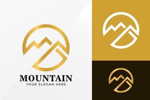 cerchio golden mountain logo design, loghi di identità del marchio vettore, logo moderno, logo design modello di illustrazione vettoriale
