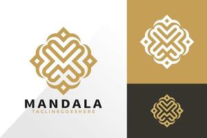 lettera m mandala ornamento logo e icona design concetto vettoriale per template