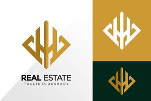 lettera m design del logo immobiliare, loghi dell'identità del marchio progetta il modello di illustrazione vettoriale