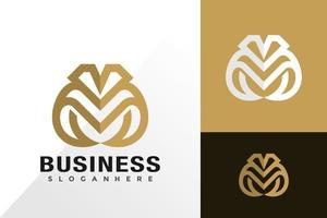 lettera d'oro m logo aziendale e concetto di vettore di design dell'icona per template