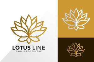 loto dorato linea arte logo disegno vettoriale. emblema astratto, concetto di design, loghi, elemento logotipo per modello vettore