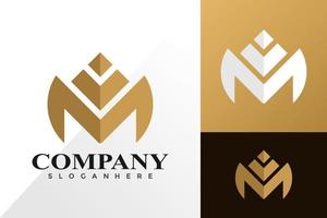 astratto m lettera piramide logo e icona design concetto vettoriale per template