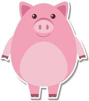 adesivo cartone animato animale da fattoria maiale paffuto vettore