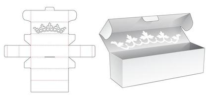 scatola lunga con sagoma fustellata floreale stampata vettore