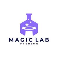 Magia laboratorio cappello scintilla scienza laboratorio logo icona illustrazione vettore