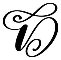 mano disegnato calligrafia lettera d. copione font logo. manoscritto spazzola stile fiorire vettore