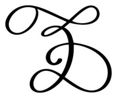 mano disegnato calligrafia lettera d. copione font logo. manoscritto spazzola stile fiorire vettore