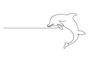 delfino continuo uno linea disegno professionista illustrazione vettore