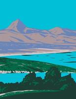 alamo lake state park con alamo lake e artillery peak a wenden arizona usa wpa poster art vettore