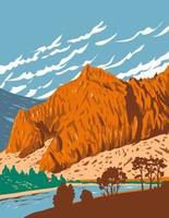 Tower Rock State Park ingresso al Missouri River Canyon in Adel Mountains campo vulcanico montana usa wpa poster art vettore