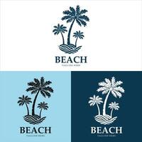 spiaggia logo design con Noce di cocco alberi è semplice e elegante vettore