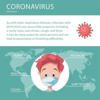 infografica sul virus covid-19 che ne rappresenta graficamente i sintomi vettore