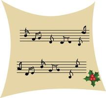 Natale foglio musica e agrifoglio ramo vettore
