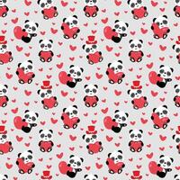 San Valentino panda senza soluzione di continuità modello sfondo vettore