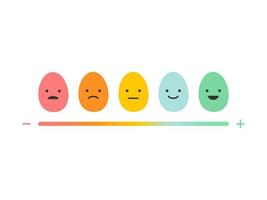 vogliamo il tuo concetto di emoji di feedback eggback per un felice giorno di Pasqua. emoticon di uova arrabbiate, tristi vettore