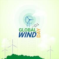 globale vento giorno verde naturale creativo anno Domini design. terra globo e vento, esg e pulito energia concetto, concetto di sostenibile ecologico futuro e alternativa energia di un eco amichevole pianeta. vettore