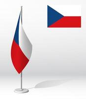 bandiera di ceco su pennone per registrazione di solenne evento, incontro straniero ospiti. nazionale indipendenza giorno di ceco. realistico 3d su bianca vettore