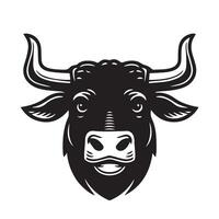 Toro logo - un' romantico bestiame viso illustrazione nel nero e bianca vettore