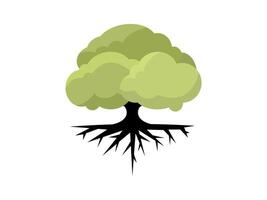 alberi e radice con verde le foglie Guarda bellissimo e rinfrescante. albero e radici logo stile. vettore