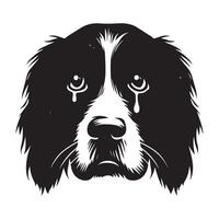 illustrazione di un' dolente inglese springer spaniel cane viso nel nero e bianca vettore