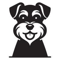 illustrazione di un' allegro schnauzer cane viso nel nero e bianca vettore