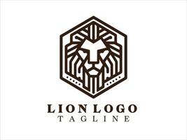 esagono Leone logo design modello vettore