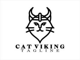 Linee vichingo gatto logo vettore