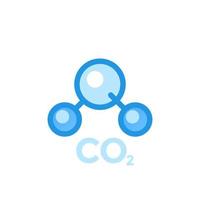 molecola di co2, icona di anidride carbonica isolata su bianco vettore