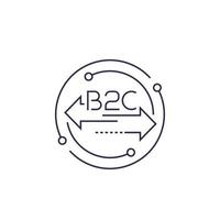 b2c, business to consumer, icona del vettore di linea