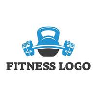 fitness club logo con kettlebell su bianca, illustrazione modello vettore