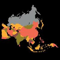 carta geografica di Asia nel piatto stile vettore