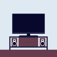 tv su supporto con sistema audio, vettore