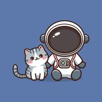carino gatto astronauta nel spazio completo da uomo e gatto astronauta nel tuta spaziale. vettore