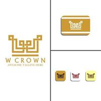 lettera w logo corona vettore