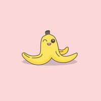 carino giallo Banana kawaii anime vettore